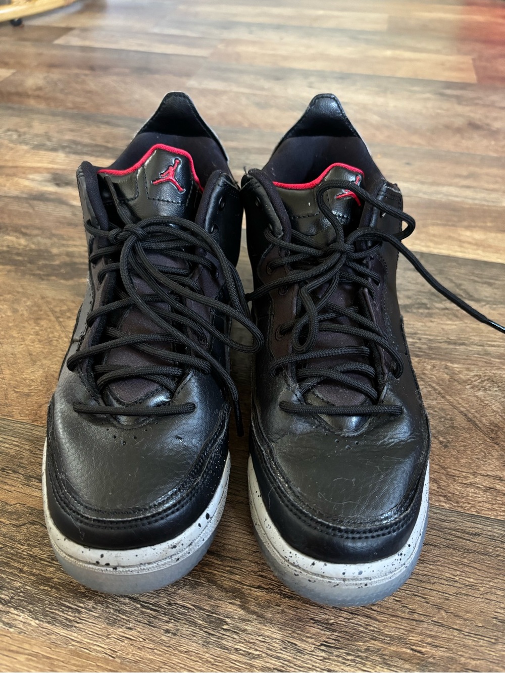 Jordan kids Black and Red Leather Basketball Shoes